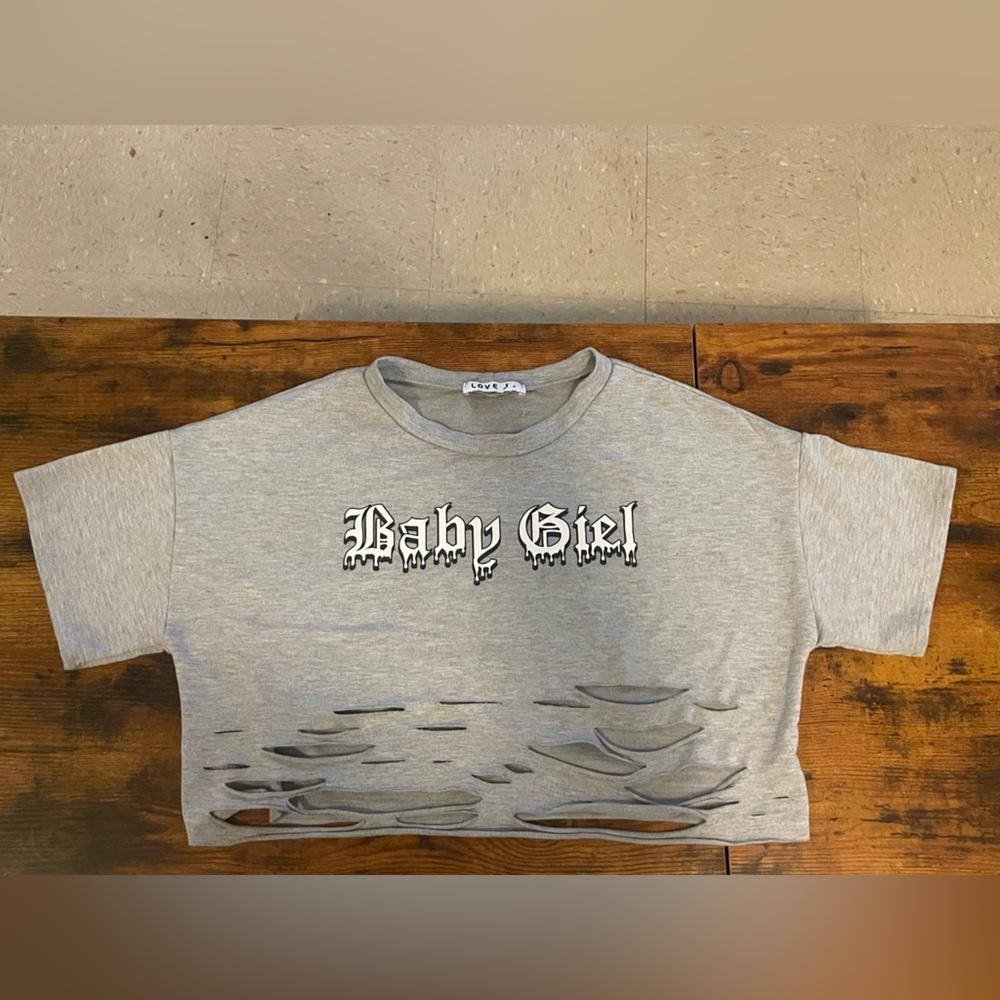 Gray crop top with Graphic Design